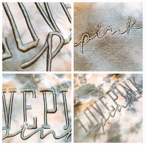 🔹️Victoria's Secret PINK Optic White Seasalt Tie Dye Cowl Neck Sweatshirt Small - Picture 10 of 12